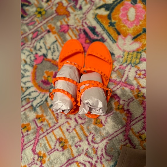 Steve Madden Women's Travel Flat Sandal - Orange Neon Sandals - Picture 6 of 10